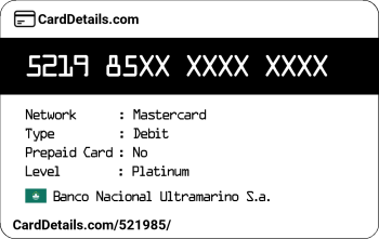 Card Details: 521985