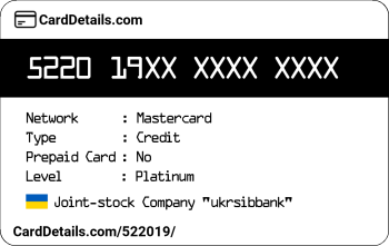 Card Details: 522019