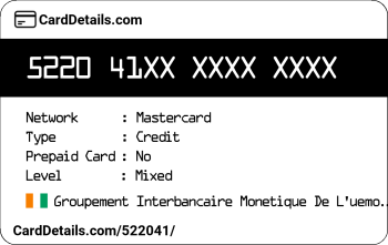 Card Details: 522041