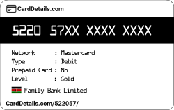 Card Details: 522057