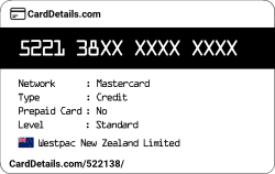 Card Details: 522138