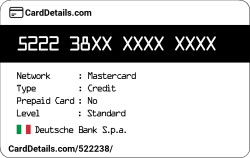 Card Details: 522238