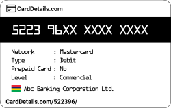 Card Details: 522396