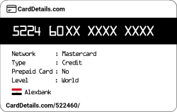 Card Details: 522460
