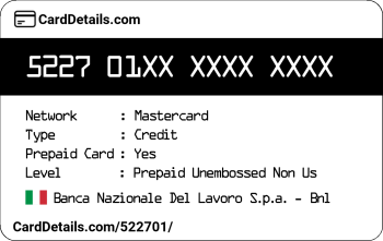 Card Details: 522701