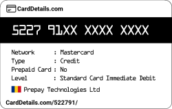 Card Details: 522791