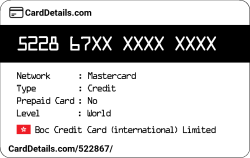 Card Details: 522867