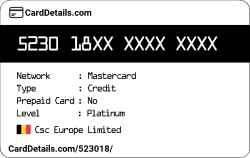 Card Details: 523018