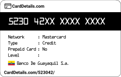 Card Details: 523042