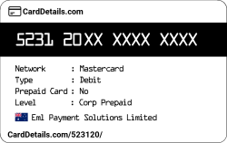 Card Details: 523120