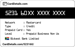 Card Details: 523160