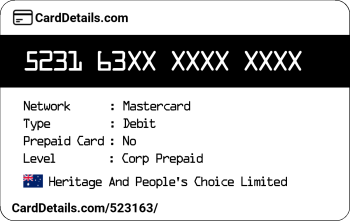 Card Details: 523163