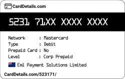 Card Details: 523171