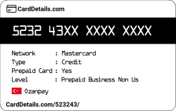 Card Details: 523243