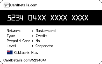 Card Details: 523404