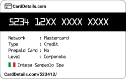Card Details: 523412