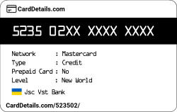 Card Details: 523502
