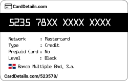 Card Details: 523578