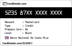 Card Details: 523587