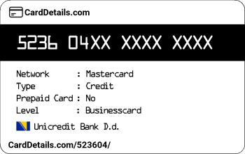 Card Details: 523604