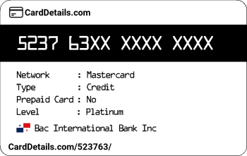 Card Details: 523763