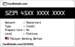 Card Details: 523945