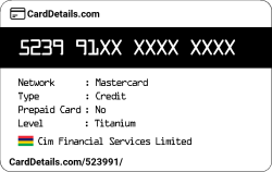 Card Details: 523991