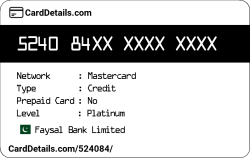 Card Details: 524084