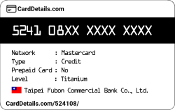 Card Details: 524108