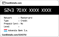 Card Details: 524370