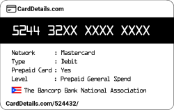 Card Details: 524432