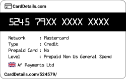 Card Details: 524579