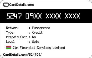 Card Details: 524709