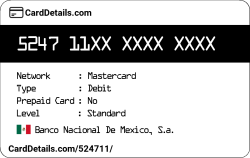 Card Details: 524711