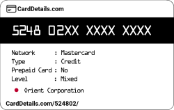 Card Details: 524802