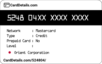Card Details: 524804