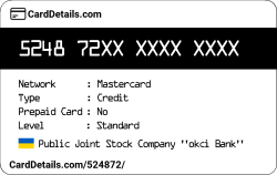 Card Details: 524872