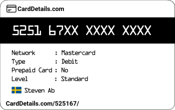 Card Details: 525167
