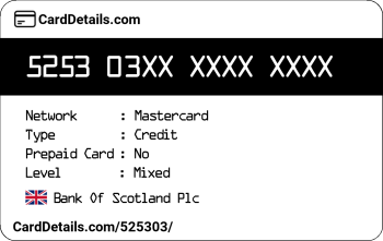 Card Details: 525303