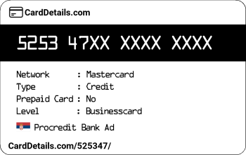 Card Details: 525347