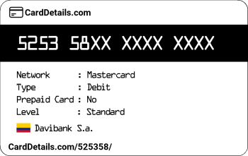 Card Details: 525358