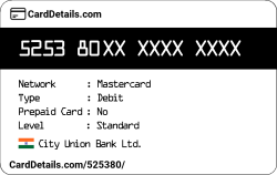 Card Details: 525380