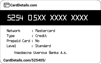 Card Details: 525405