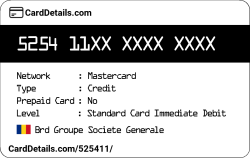 Card Details: 525411