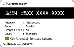 Card Details: 525428
