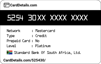 Card Details: 525430