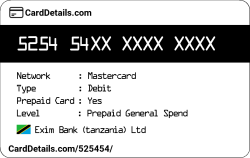 Card Details: 525454