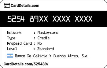 Card Details: 525489