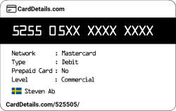 Card Details: 525505