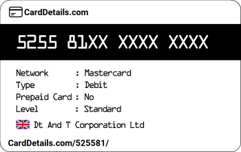 Card Details: 525581